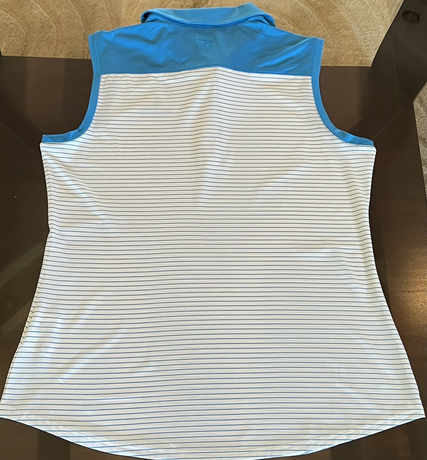 Cutter & Buck Women's Polo White w/Blue Stripes Golf Shirt Sz M (B.13)