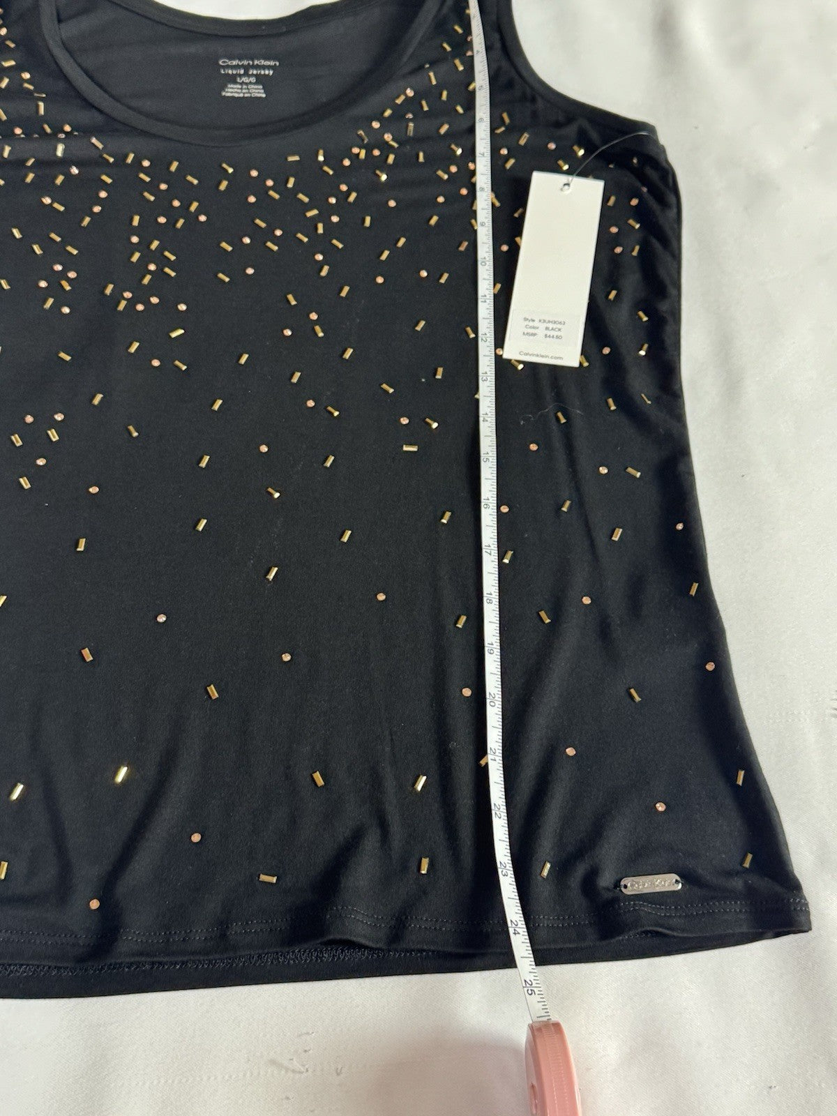$44 CALVIN KLEINWomen’s Tank Top W/ Rhinestones Size L.       (B.044)