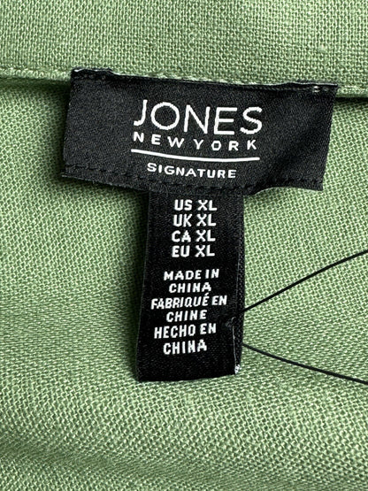 $99 Jones New York Collection Button Down Long Sleeves Shirt Green Sz XL. (B.88)