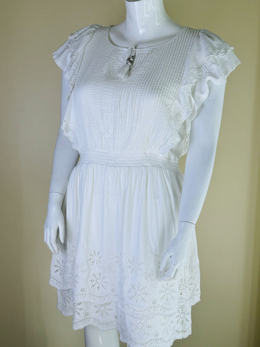 Ralph Lauren Women’s Cotton Size 16 Dress White Elastic Waist. (51)