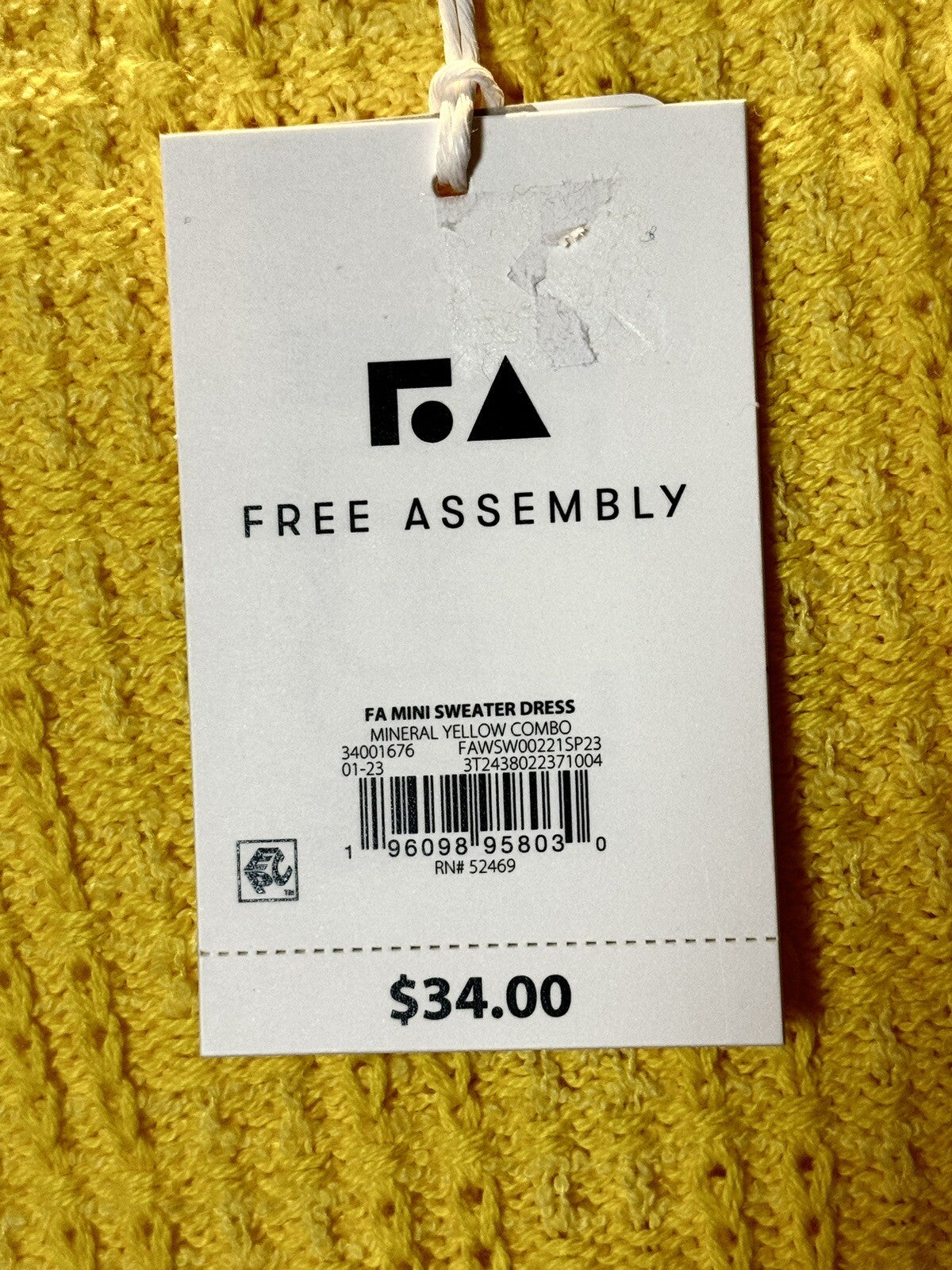 Free Assembly Women’s Tweed Yellow Dress Sz L (67)