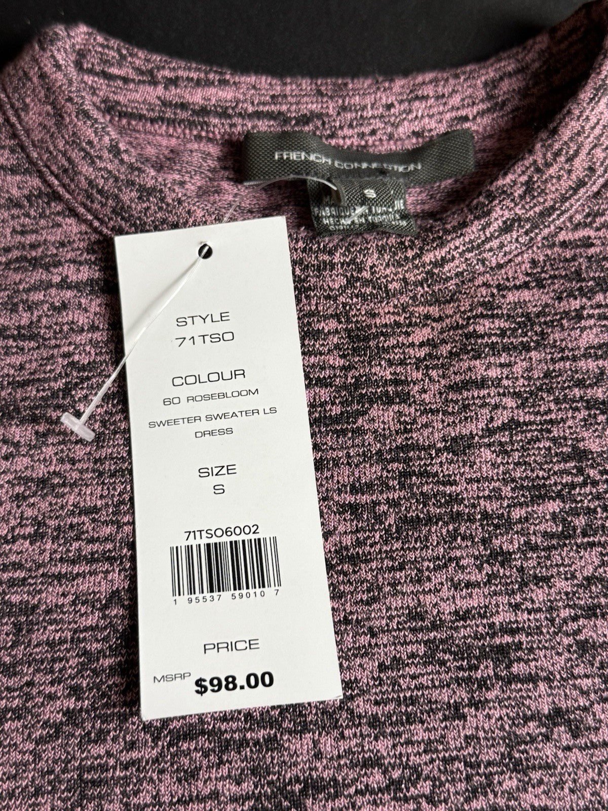 $98 FRENCH CONNECTION Long Sleeves Knit Dress Sz S  (B.157)