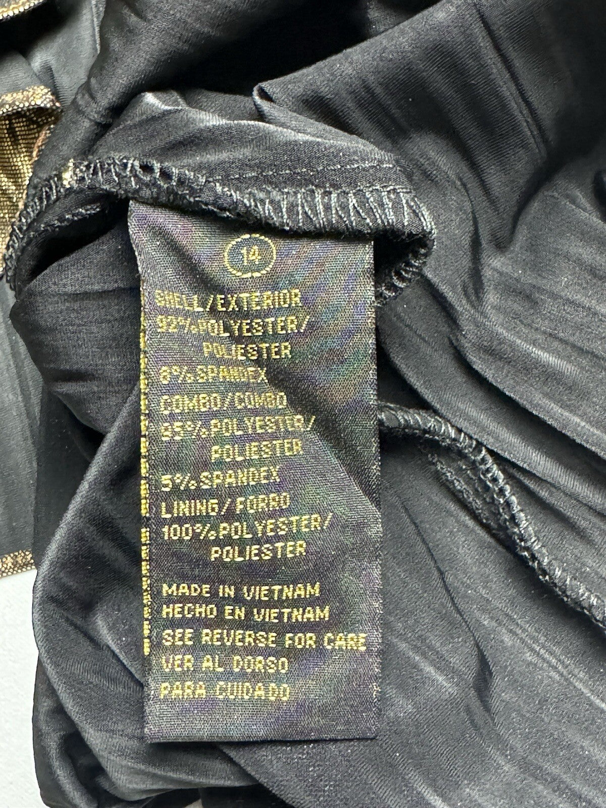 Shelby Nites One Shoulder Gold Dress Sz 14. (B.109)