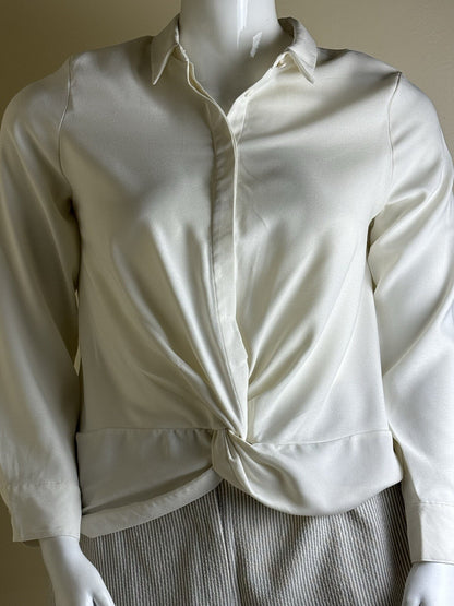 Nicole Miller Women’s Cream Blouse Top Sz L   (B.11)