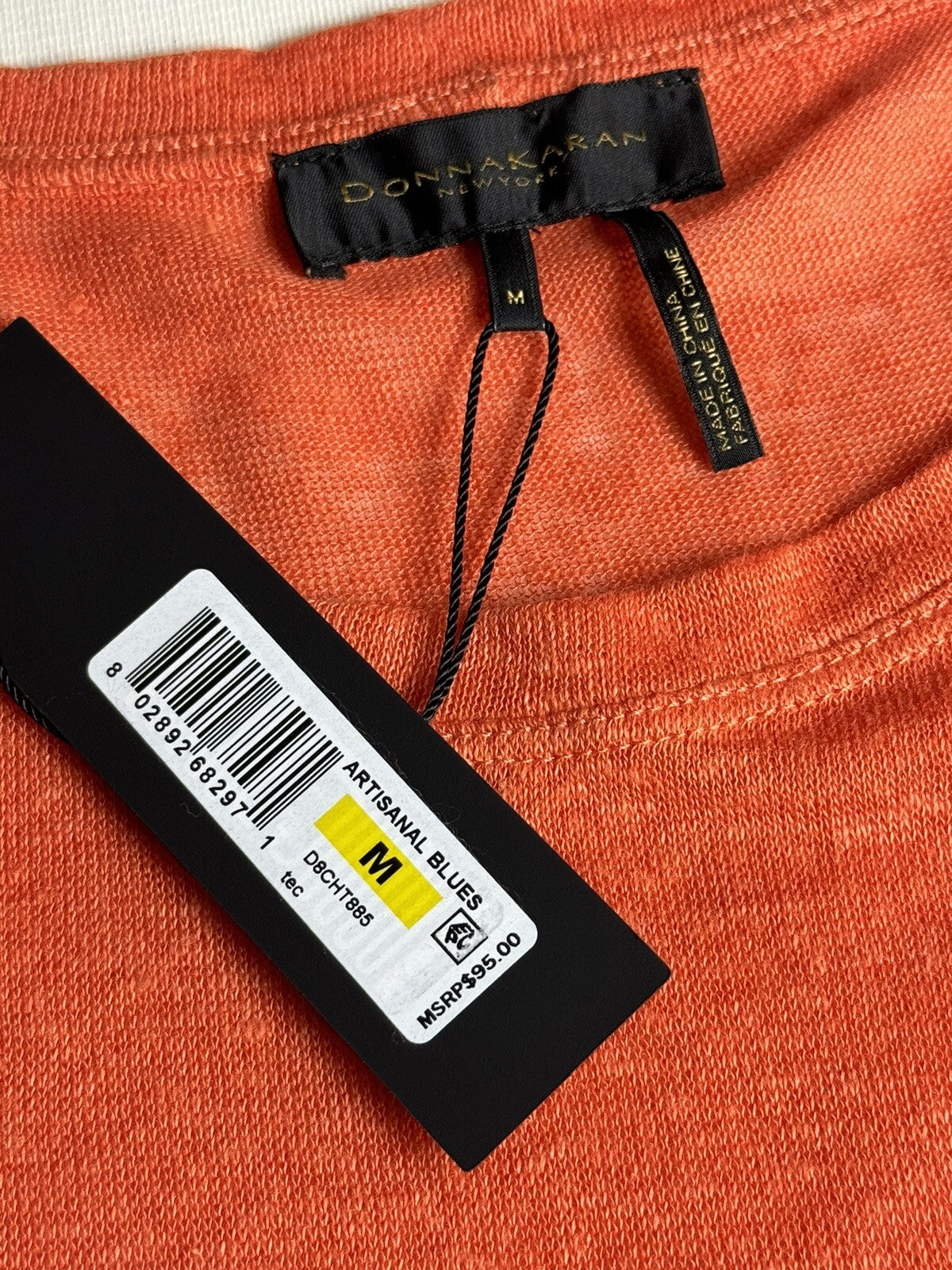 $95 Donna Karan LONG SLEEVE LINEN TOP TERRACOTA Size M.      (B.67)