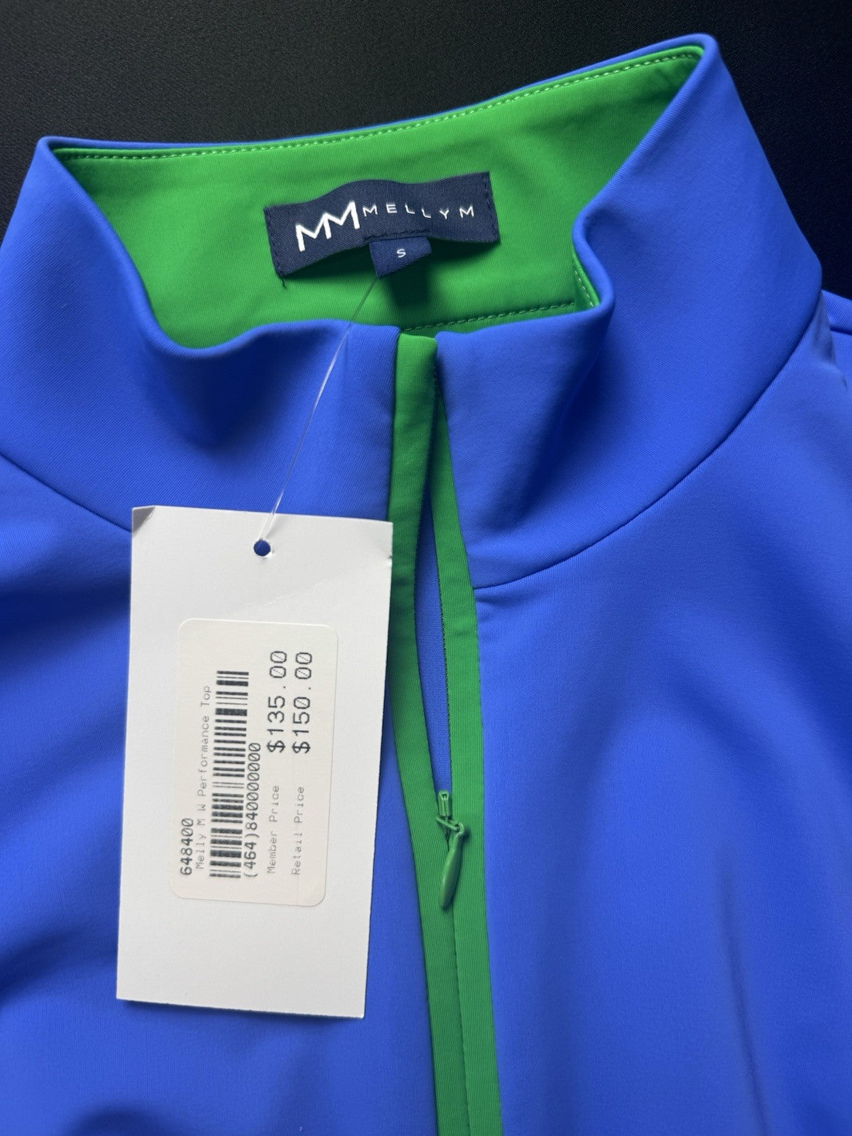 Melly M Blue White Delray 1/4 Zip Sleeveless Golf Tennis Top Size S. (B.159)