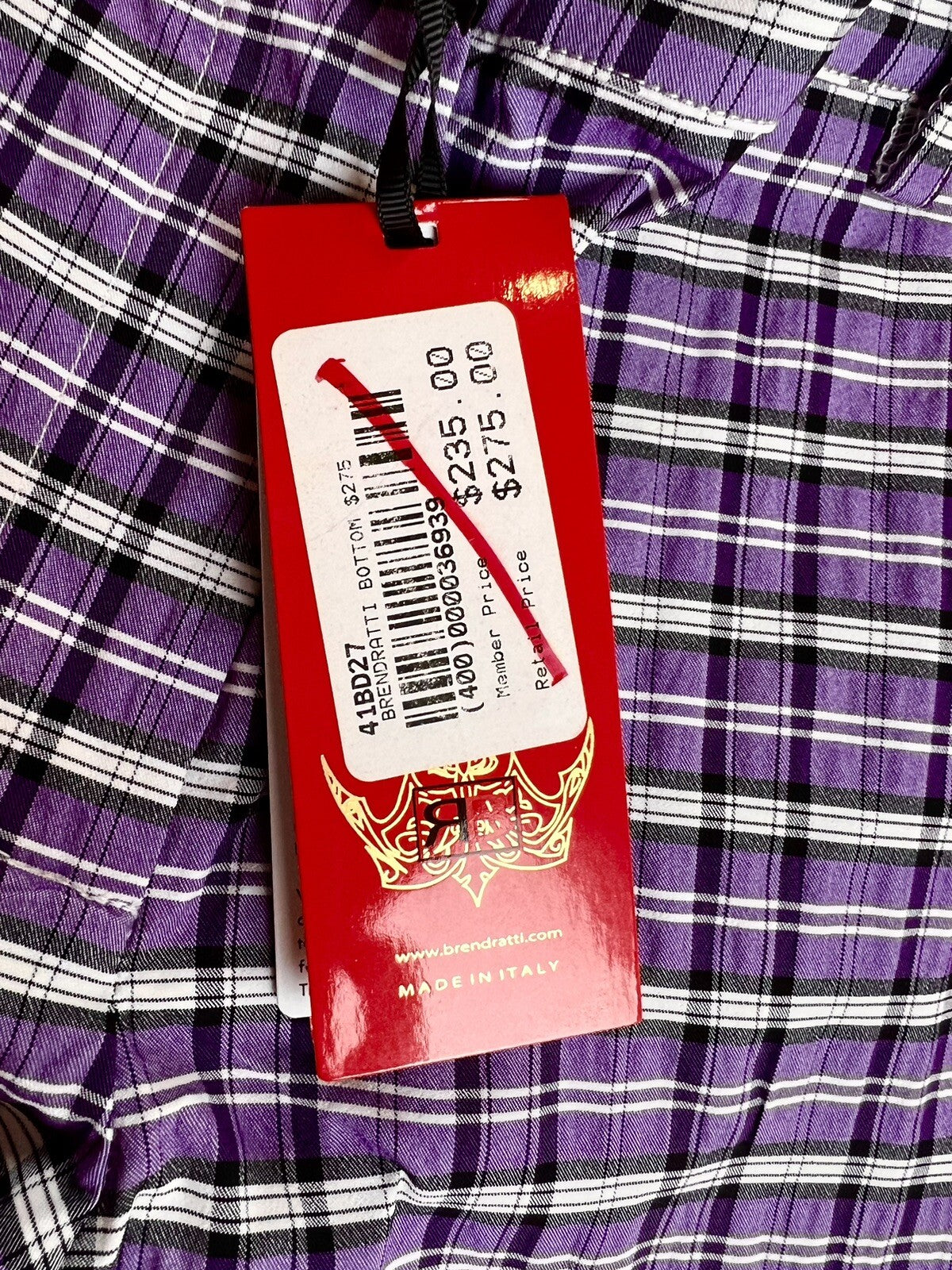 $235 Brendratti Women's Elina Purple Plaid Pants Sz XL  Ital 48.   (B.027)