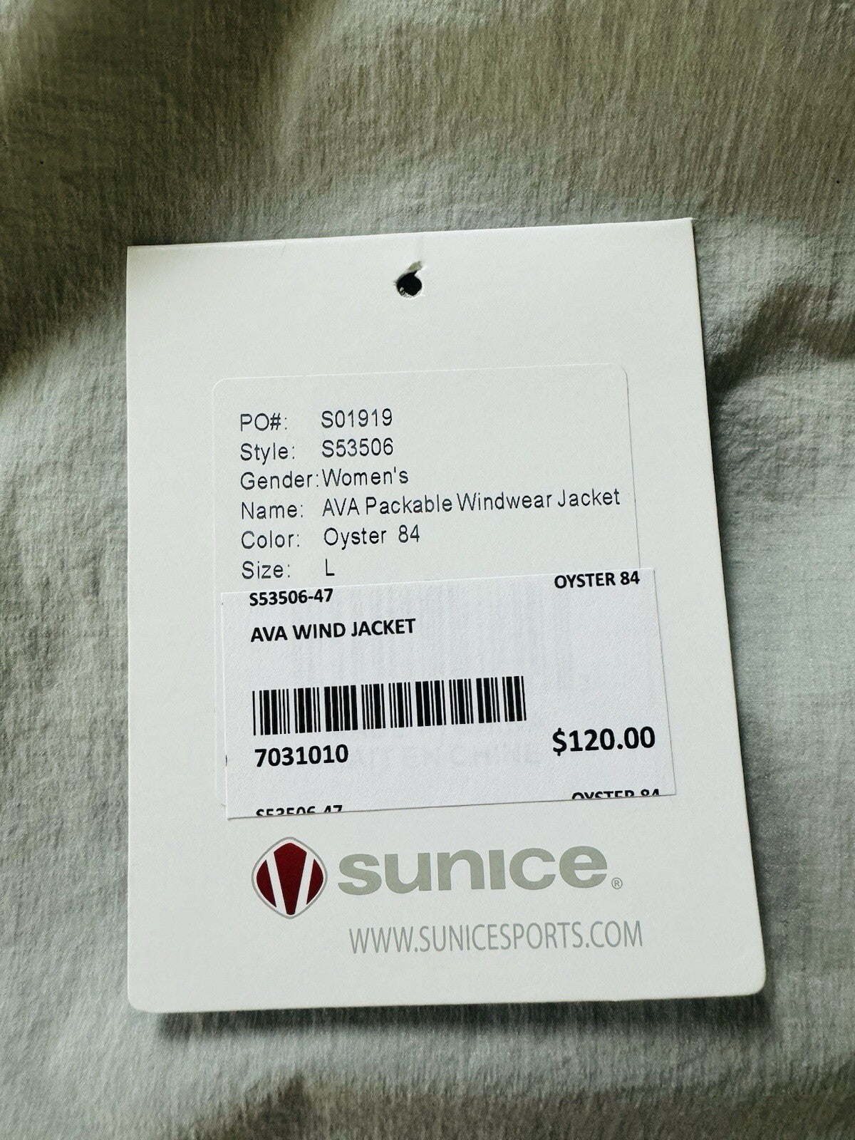 SUNICE Women's AVA Packable Windwear Jacket Gray Sz L.    (B.110)