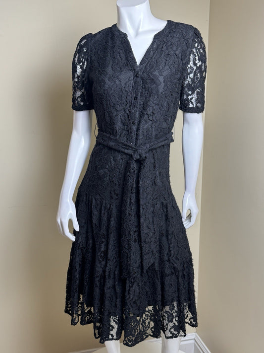 $168 NANETTE LEPORE Lace Black Dress Sz 6.   (B.168)