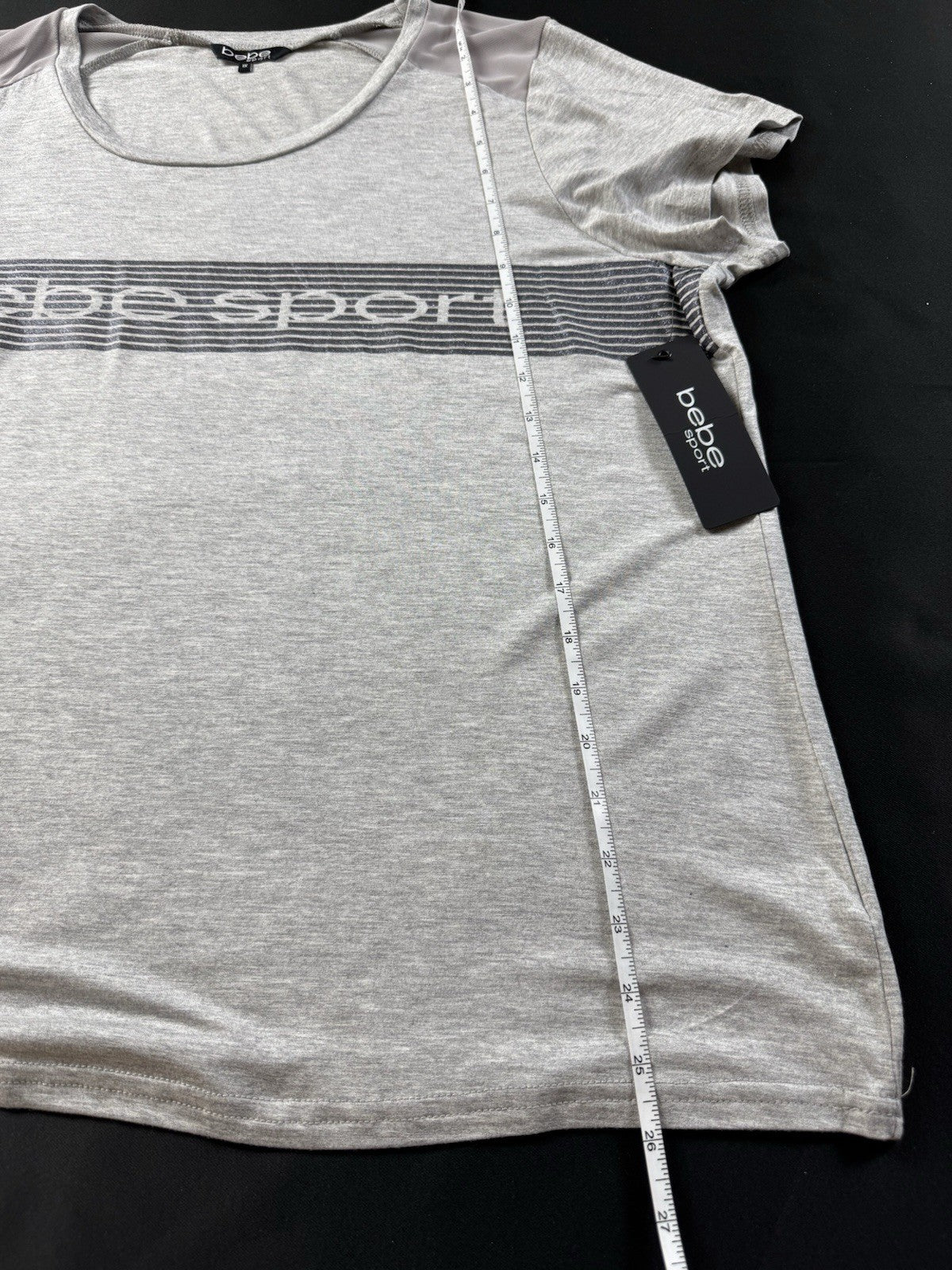 $44 bebe Women’s T-shirt Gray Bebe Logo Sz XL      (B.027)