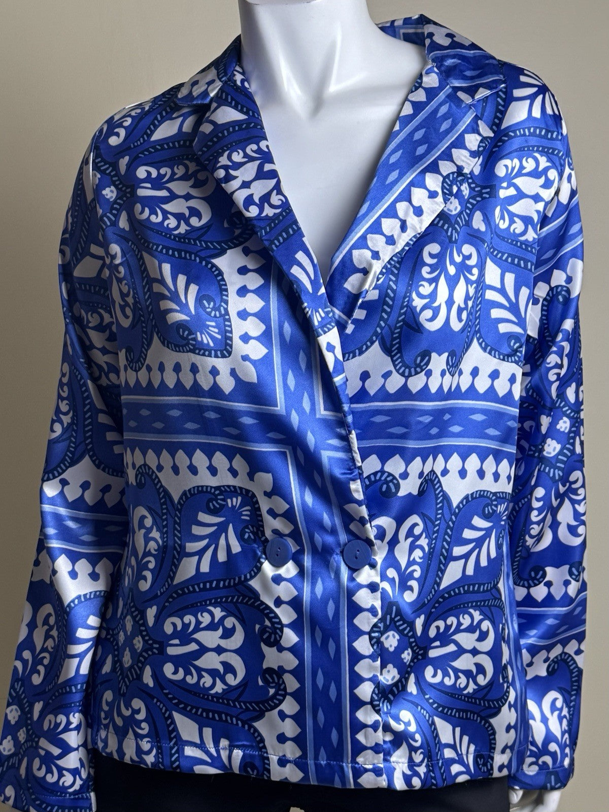 $99 Alex & Parker Women's Blue Printed Blazer Size S.  (B.184)