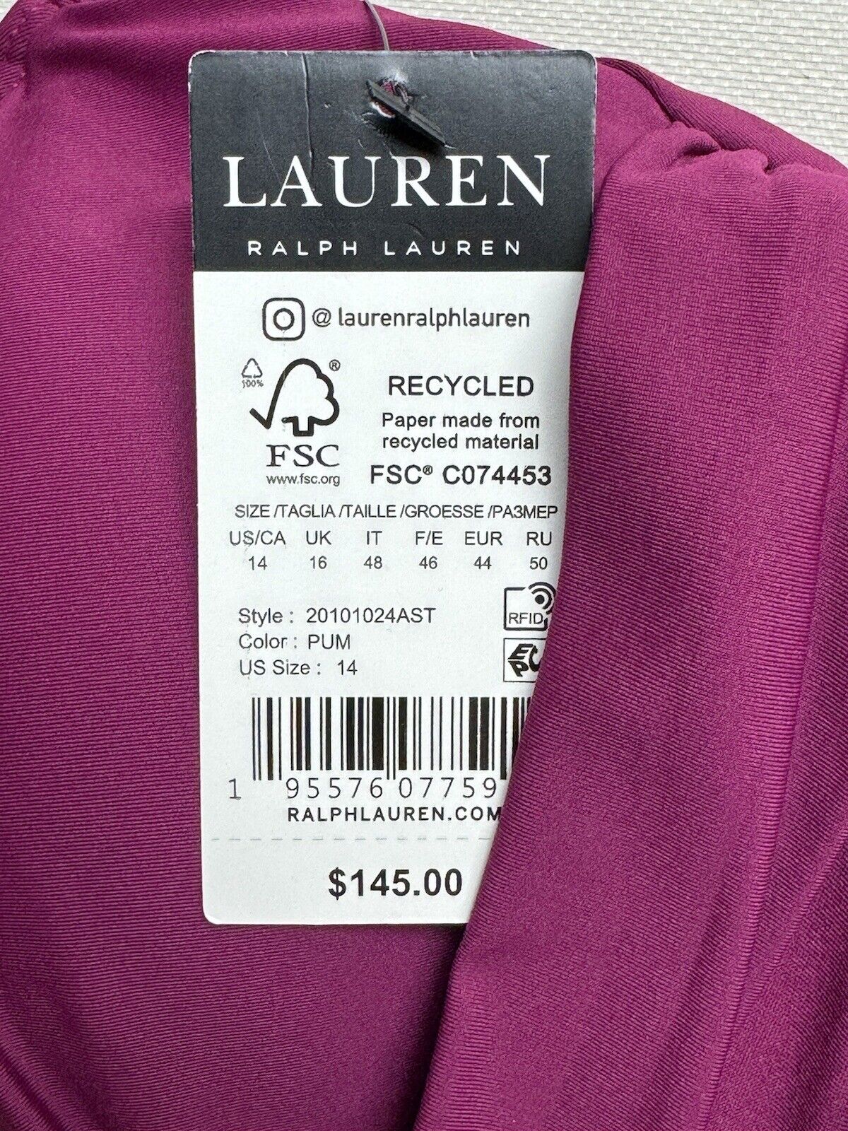 Lauren Ralph Lauren Women's Tankini  Sz 14 2Pc Plum   (56)