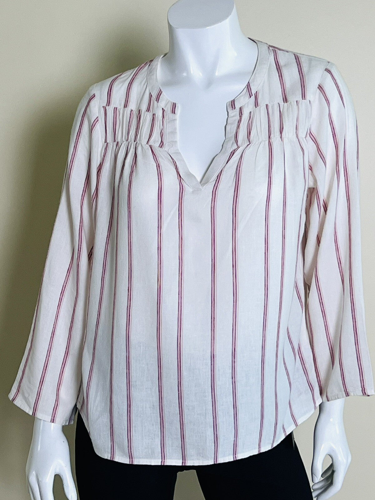 Splendid Women’s Long Sleeve Top Ivory Red Striped Size XS (4)