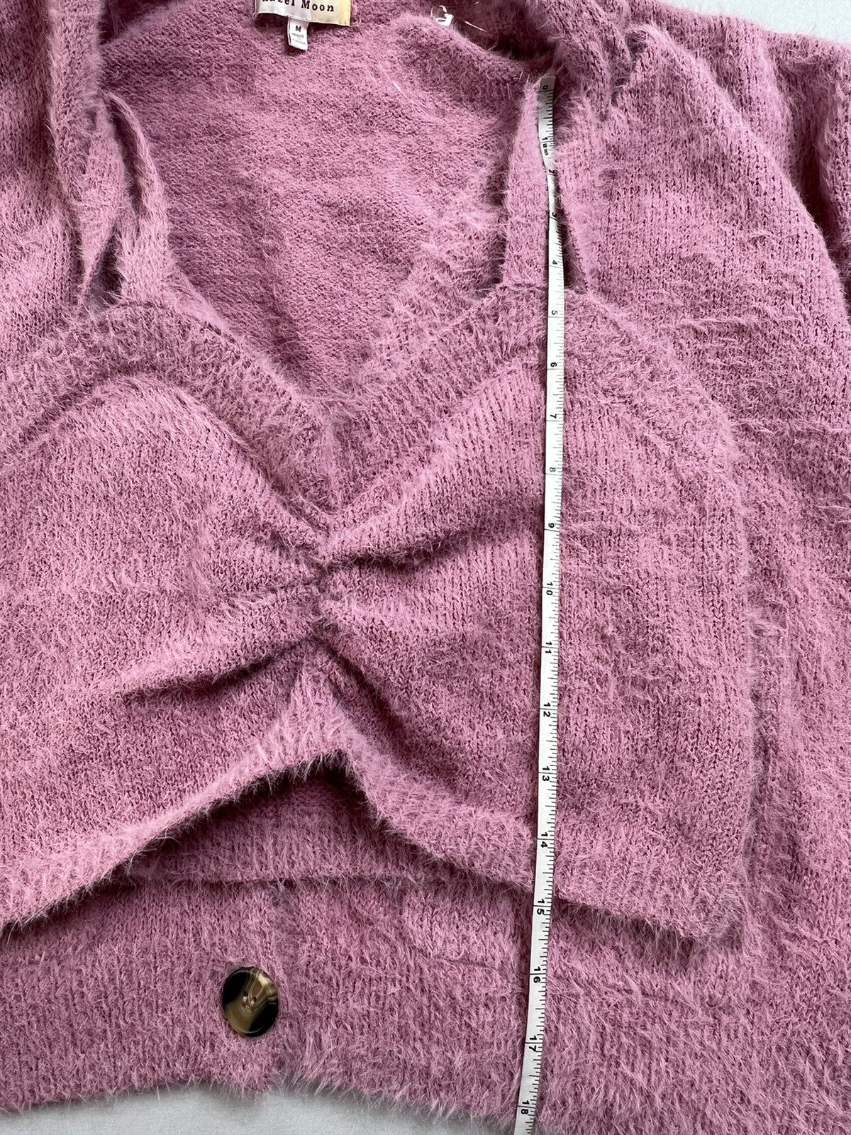 Hazel Moon Women’s 2pc Set Crop Top Cardigan Fuzzy Pink Sweater Sz M
