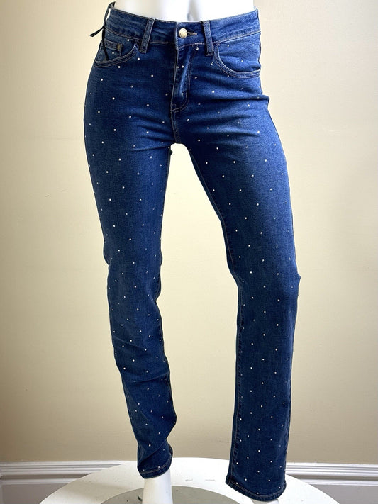 $89 Bebe Rhinestone Blue Jeans Women's Sz 4/27 (B.115)