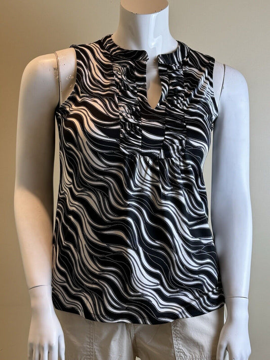 NY Collection Women’s Sleeveless Blouse Black,White Sz M. (B.81)