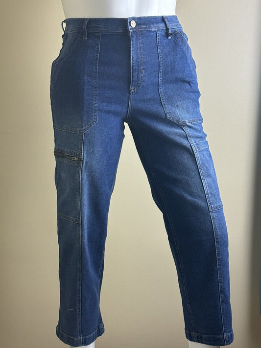 Nicole Miller Women Jeans Sz 12 High Rise Blue Denim. (B04)