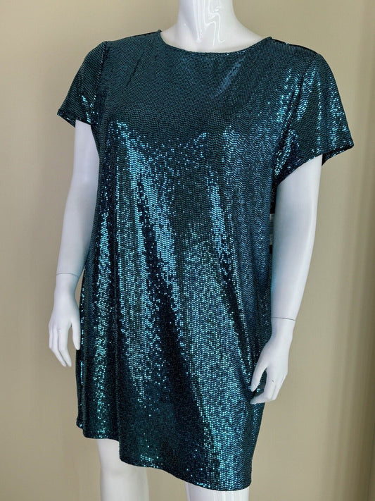 Bebe Women's Sequined Aqua Blue Dress Sz 2X. (51)