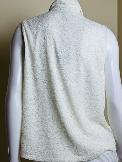 $79 Adrianna Papell Lace Ivory Blouse Sz L.       (B.175)