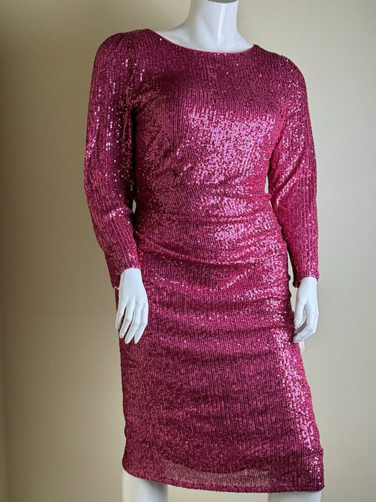 $188 NANETTE LEPORE Pink Sequins Dress Sz 16 (B.)