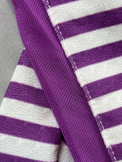 Bette & Court Women’s Golf Sweatshirt Sz M Purple White Stripes Long Sleeve