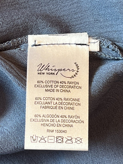 Whispers label showing 60% cotton and 40% rayon, exclusive of decoration