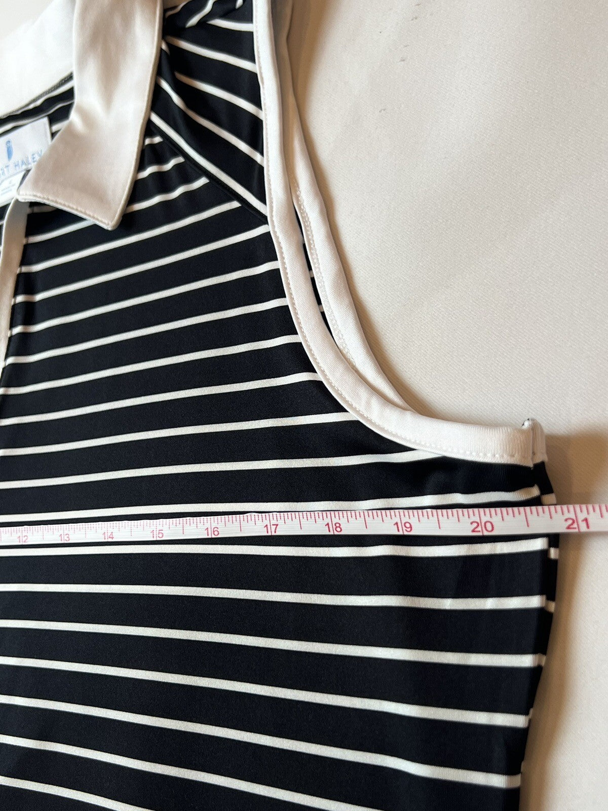 Sport Haley Women's Golf Shirt Black White Stripes Top Sz L (B.48)