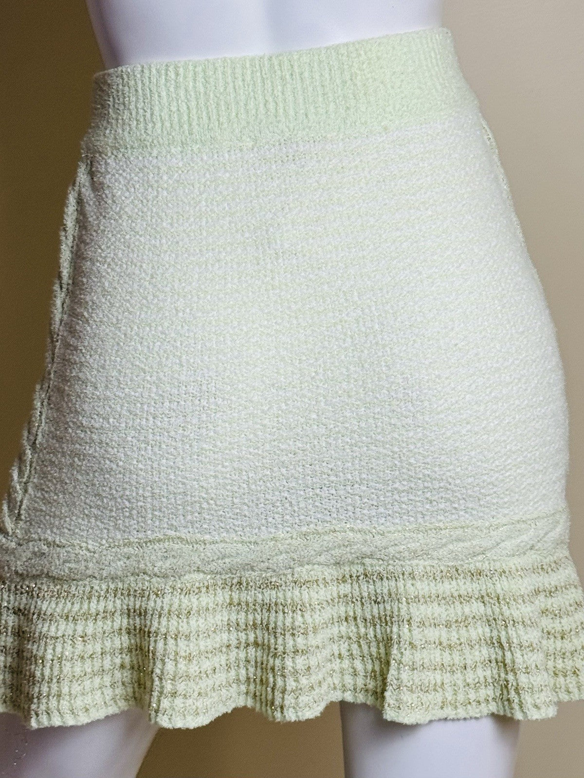 $225 Love Shack Fancy Heiress Mini Skirt Pistachio Green Sz S.    (B.191)