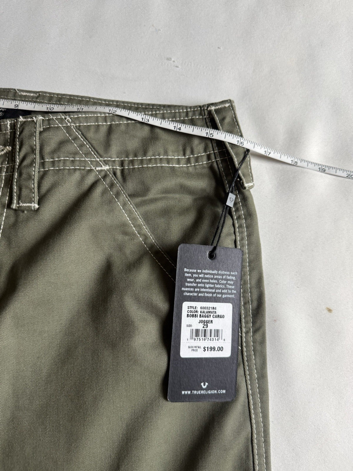 $199 True Religion Women’s Bobbi Baggy Cargo Jeans Jogger Sz 29       (B.156)