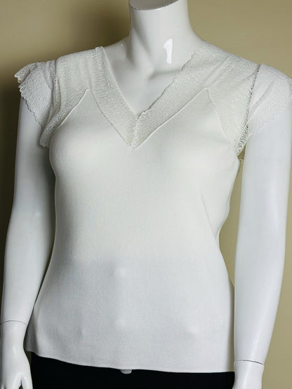 $78 Nicole Miller Women’s Cream Blouse Top Sz XL   (B.104)
