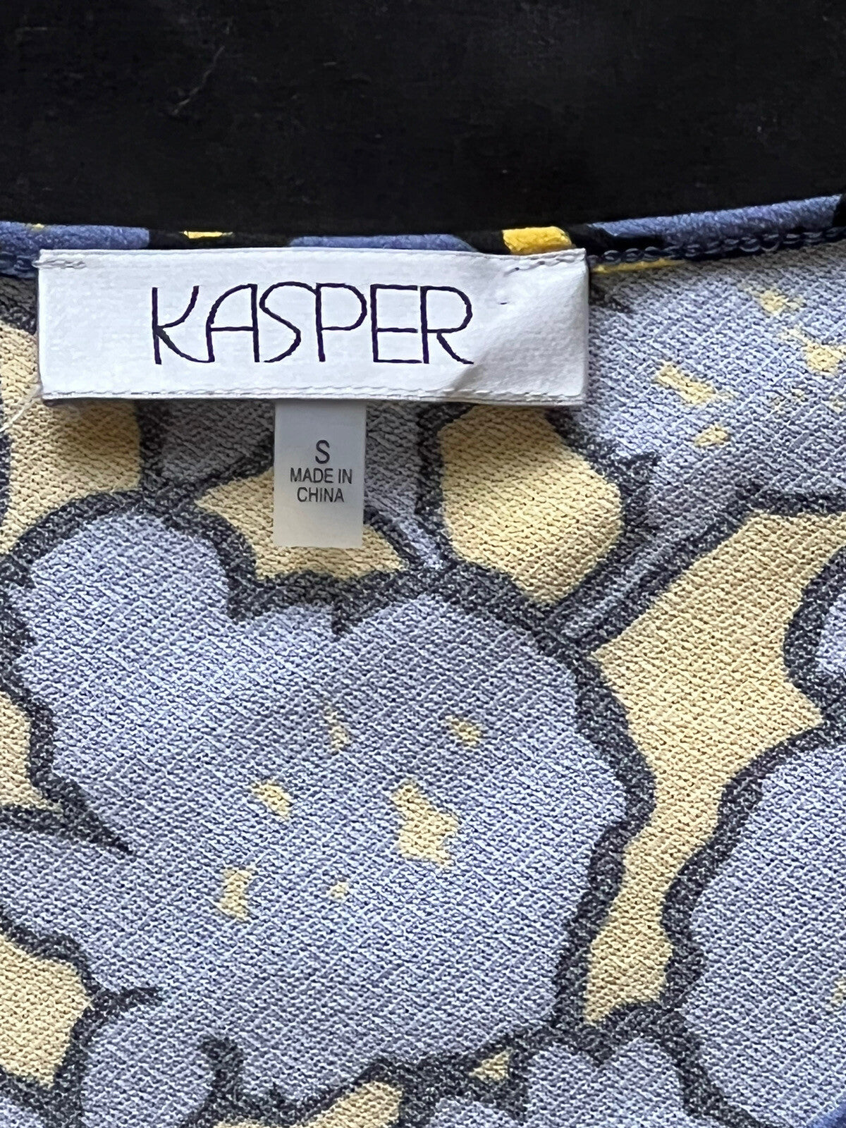 Kasper Women’s Blouse Sz S Blue Yellow Pattern Top