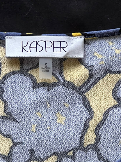 Kasper Women’s Blouse Sz S Blue Yellow Pattern Top