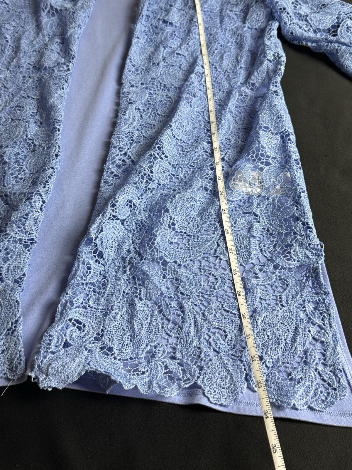 $99 Isaac Mizrahi Lace Open Front Cardigan Blue Size S.     (B.172)