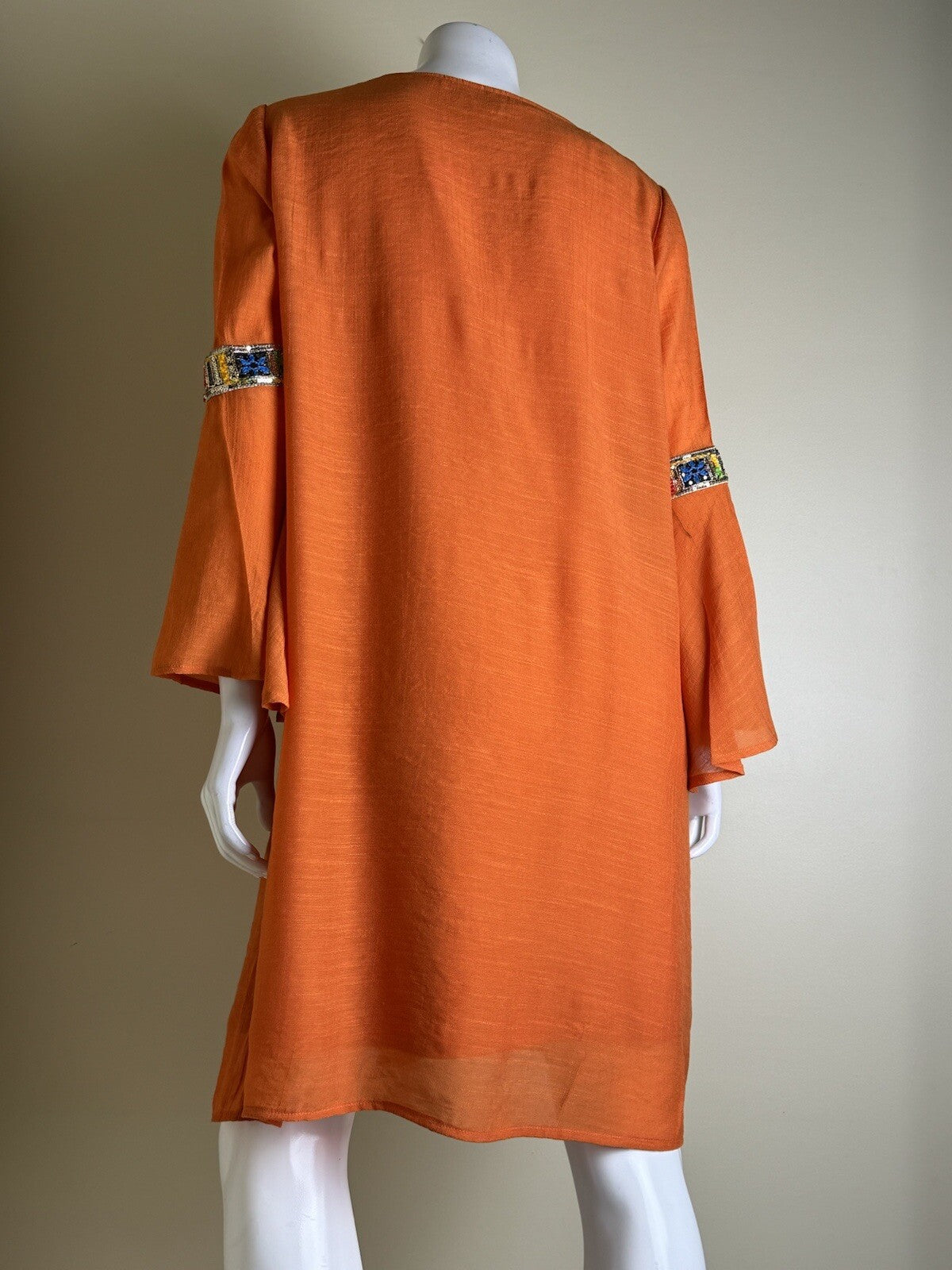 Tacera Women's Orange Dress with Necklace Sz M. (78)