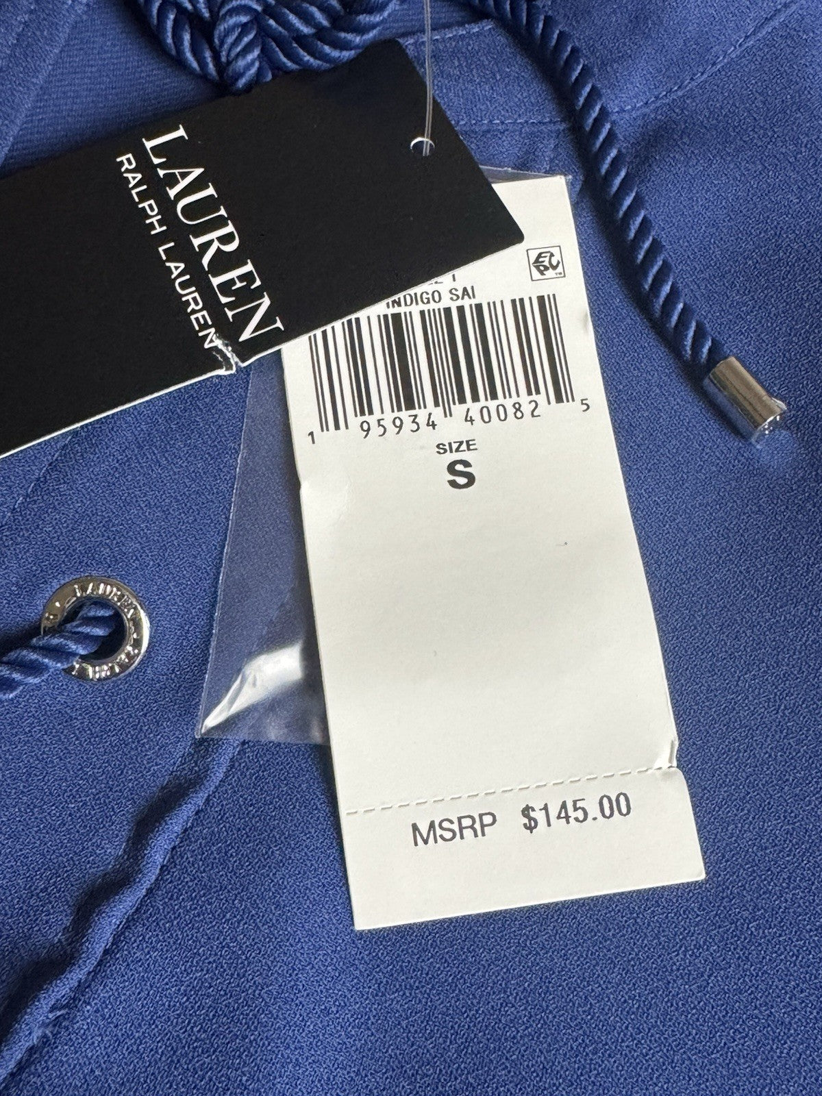 $145 Lauren Ralph Women’s Navy Blouse Sz S.   (B.172)