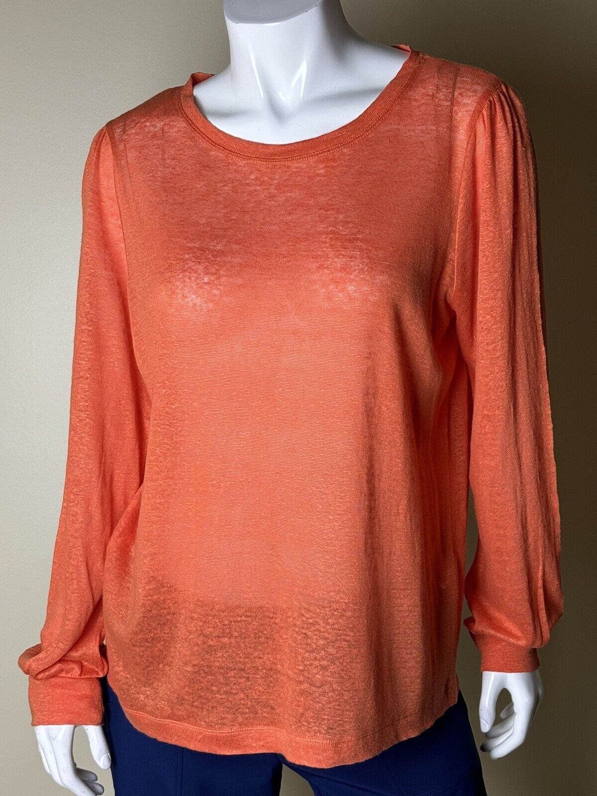 Donna Karan LONG SLEEVE LINEN TOP TERRACOTA Size M