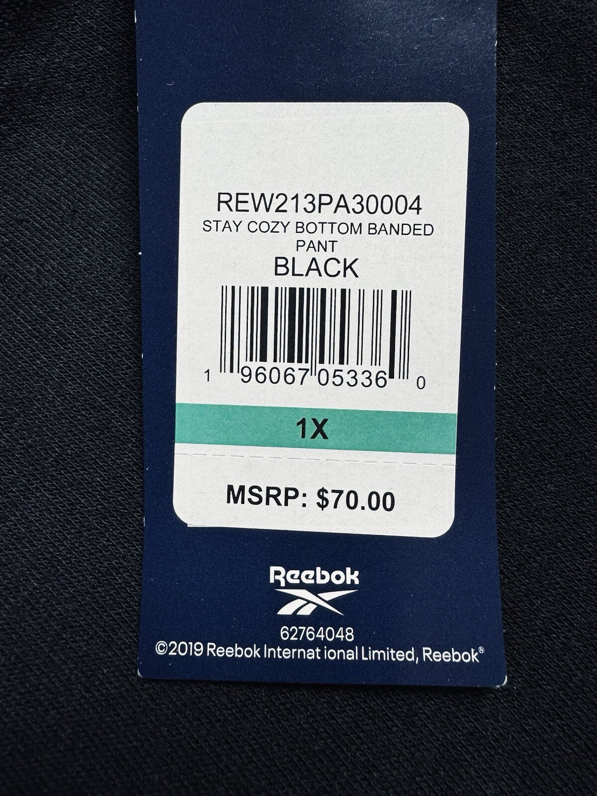 $70 Reebok Women's Black w/white Logo Jogger Sweatpants Sz 1X. (B.119)