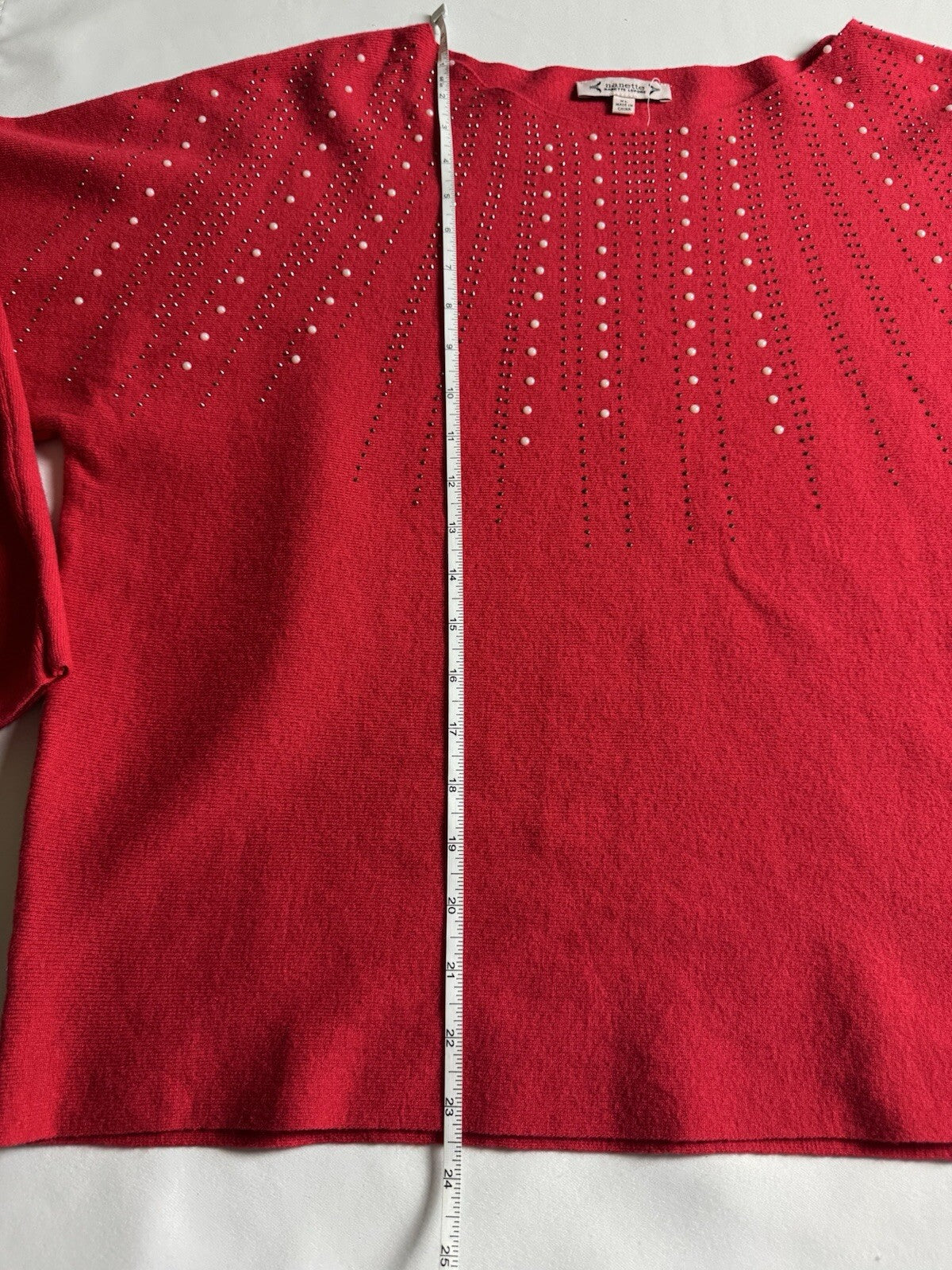 $88 NANETTE LEPORE Women’s Rhinestone Sweater Sz XL    (B.127)