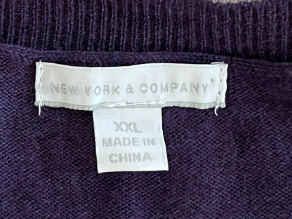 New York and Company Women’s V Neck Sweater Purple Size 2XL - product photo 2