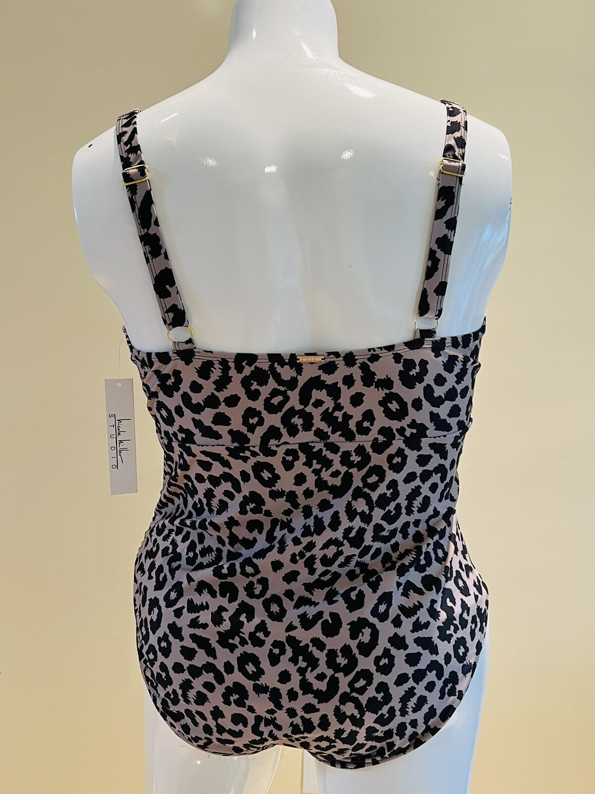 $98 Nicole Miller One Pc Swimsuit Leopard Print Sz 2X
