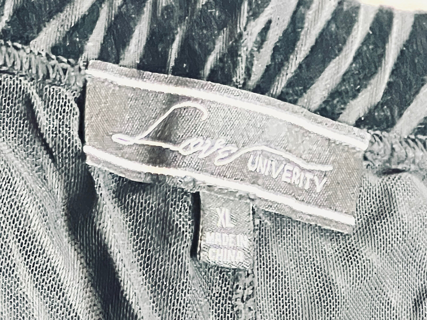 Love University Women's Mesh Pants Size XL Animal Print