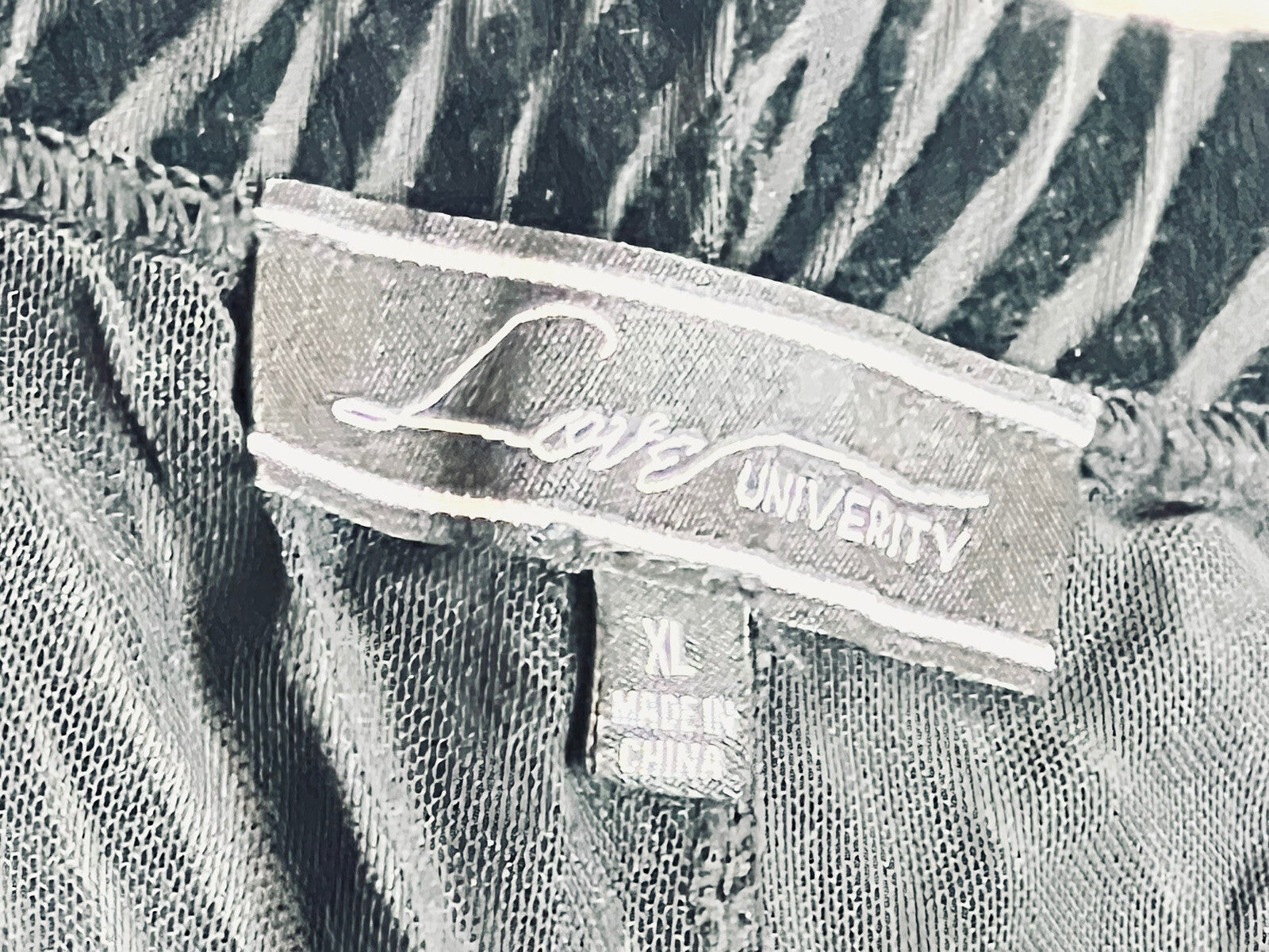 Love University Women's Mesh Pants Size XL Animal Print