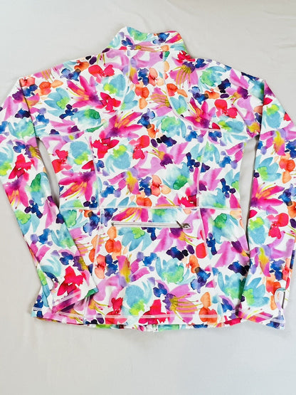 SKIE Women's Golf Long Sleeve Full Zip Sweatshirt Sz L Multicolor Floral