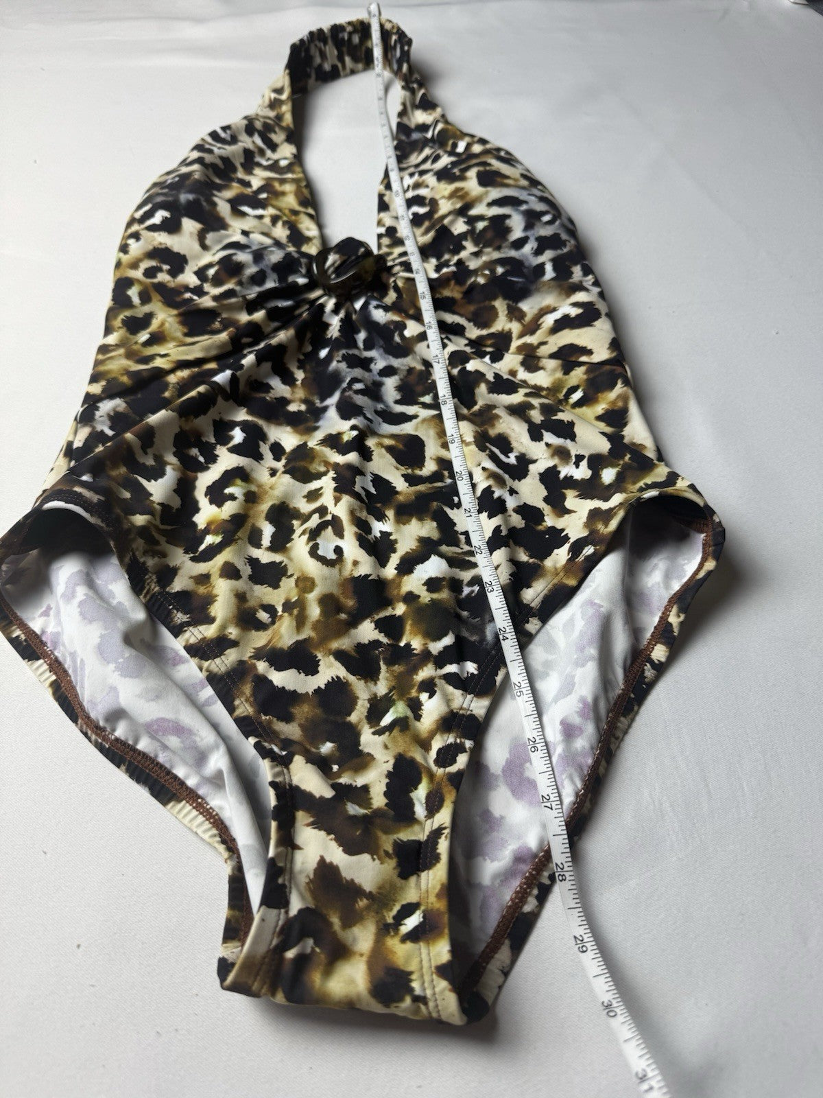$194 Amoressa Leopard Print One Piece Swimsuit Sz 8.  (B.151)