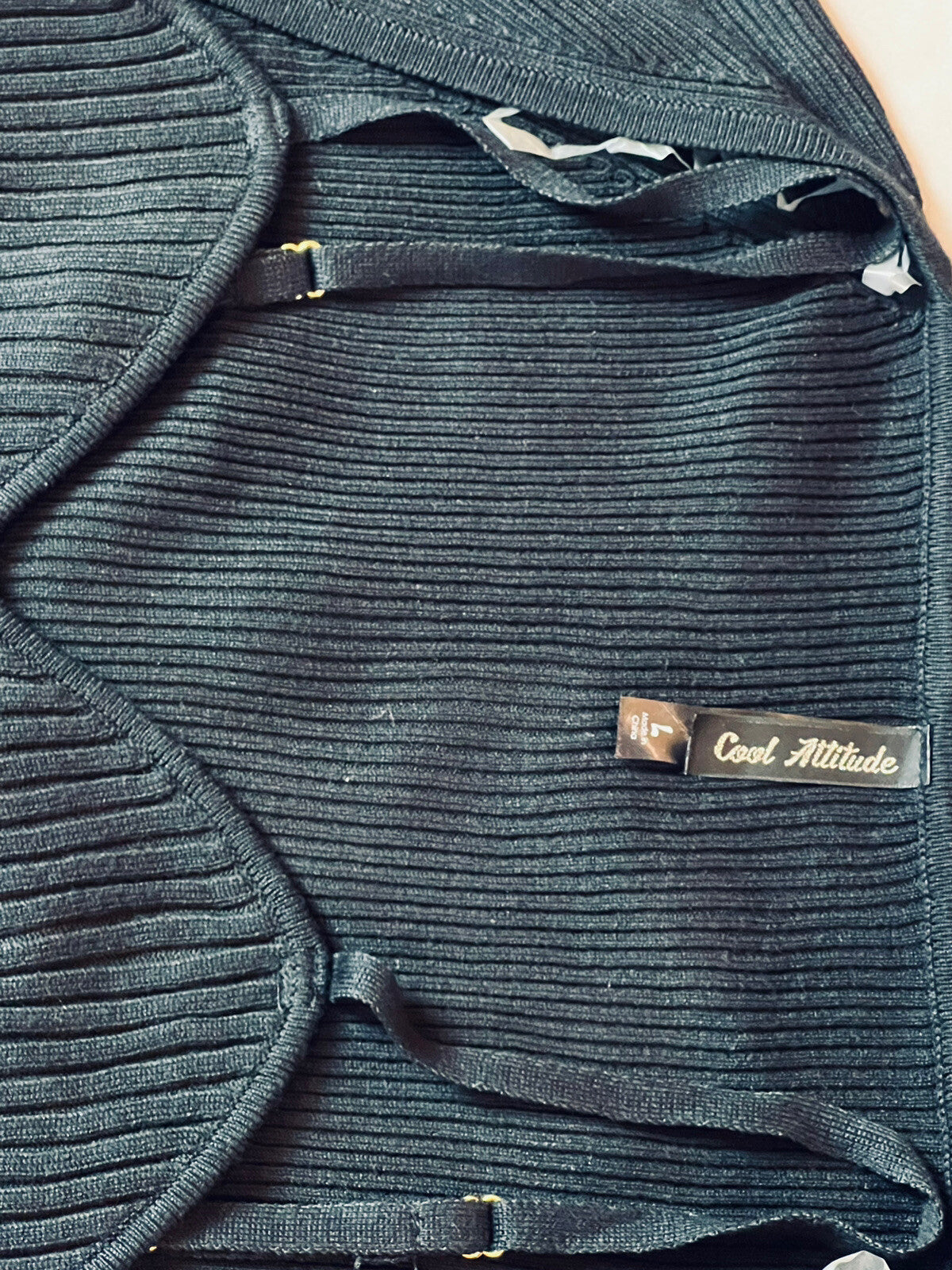 Cool Attitude Women's Black Bodycon Knit Sweater Dress Sz L