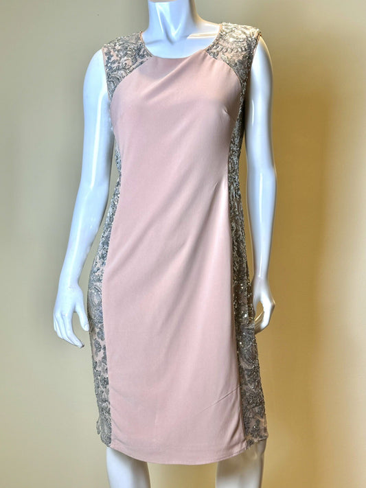 R&M Richard Knee-Length Sheath Dress w/Sheer Inserts Sequins Sz 10 (B.52)
