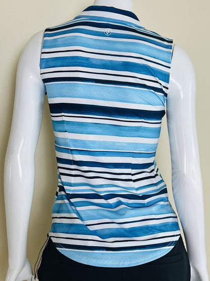 JOFIT Women's Golf Polo Shirt/Top Size XS White Blue Stripes         (18)