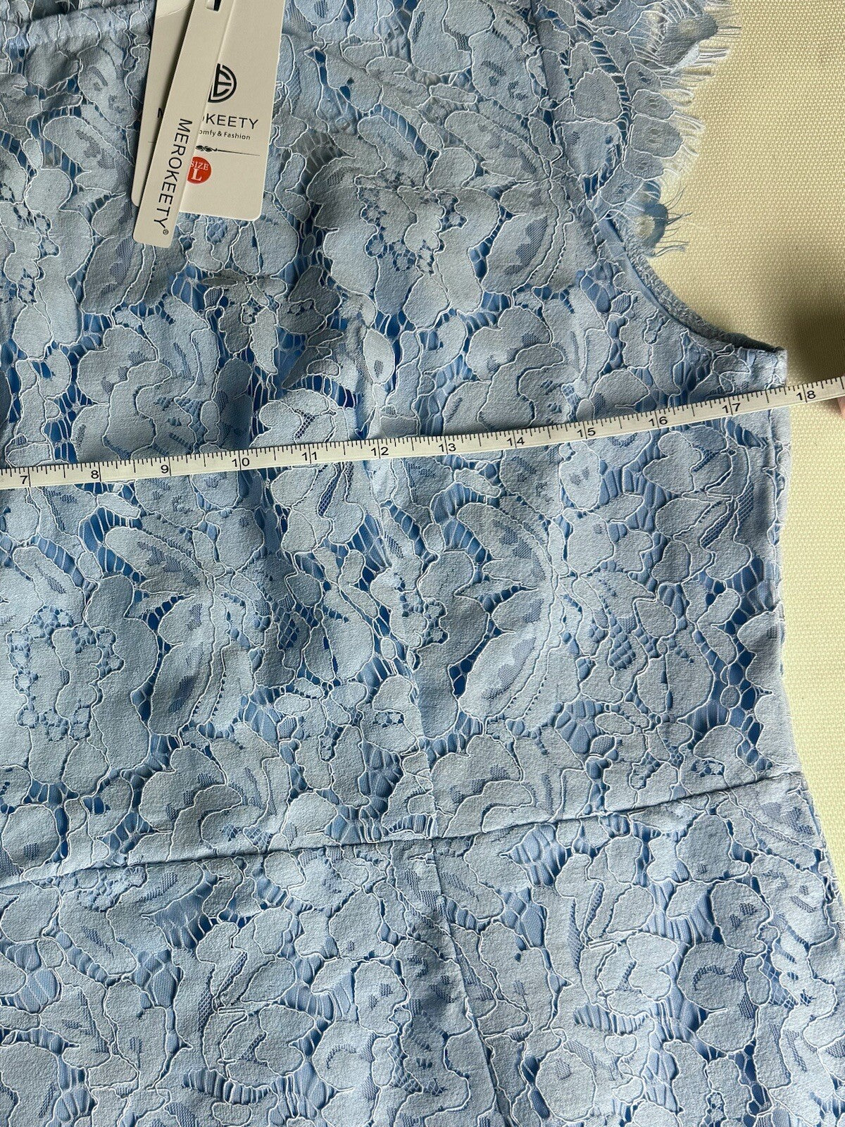 MEROKEETY Women's Floral Lace Short Sleeve Party Cocktail Dress Blue Sz L.  (59)