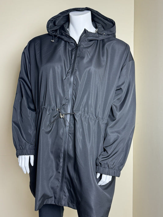 Hanna Nikole Women’s Black Long Sleeve Zip-Up Hooded Jacket Sz 20W  (B.119)