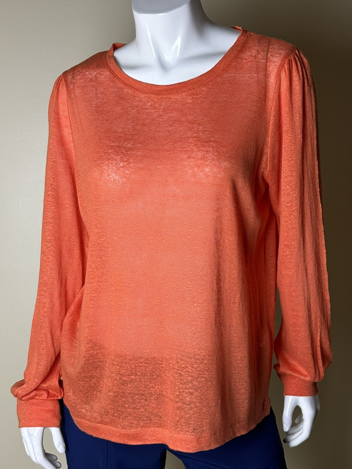 $95 Donna Karan LONG SLEEVE LINEN TOP TERRACOTA Size M.      (B.67)